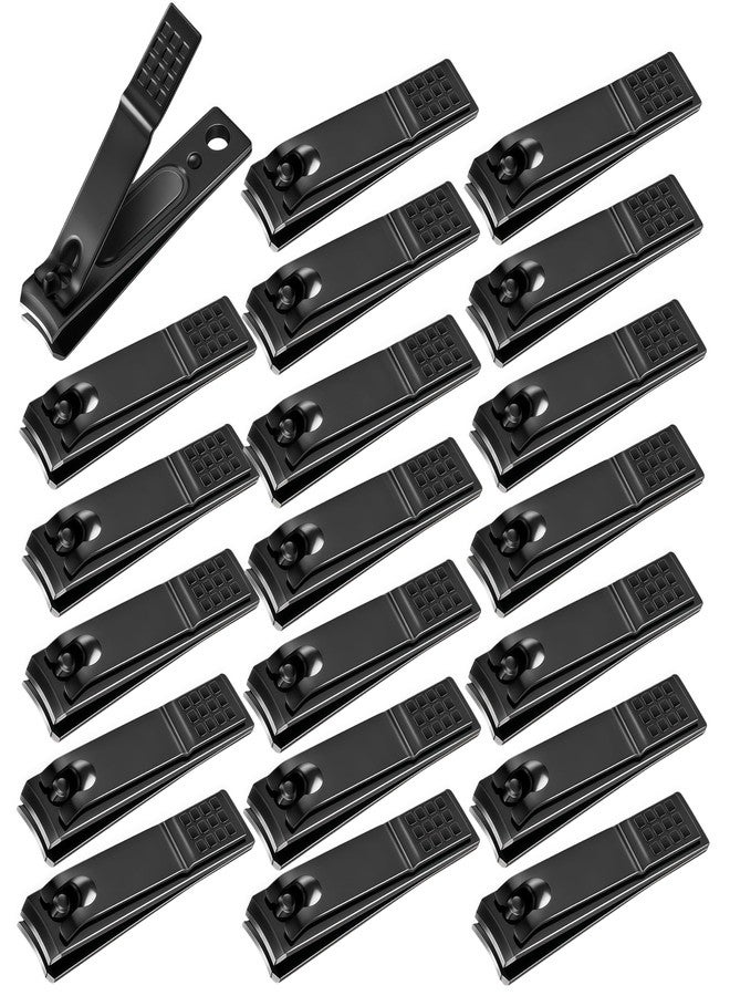 AVERZELLA 20-Pack Fingernail Nail Clippers Bulk, Finger Nail Clipper Non Slip Curved Edge Toe Nail Clippers for Thick Nails, Flat Fingernail Clippers Bulk for Women Men Seniors Homeless (Black) - Image 1