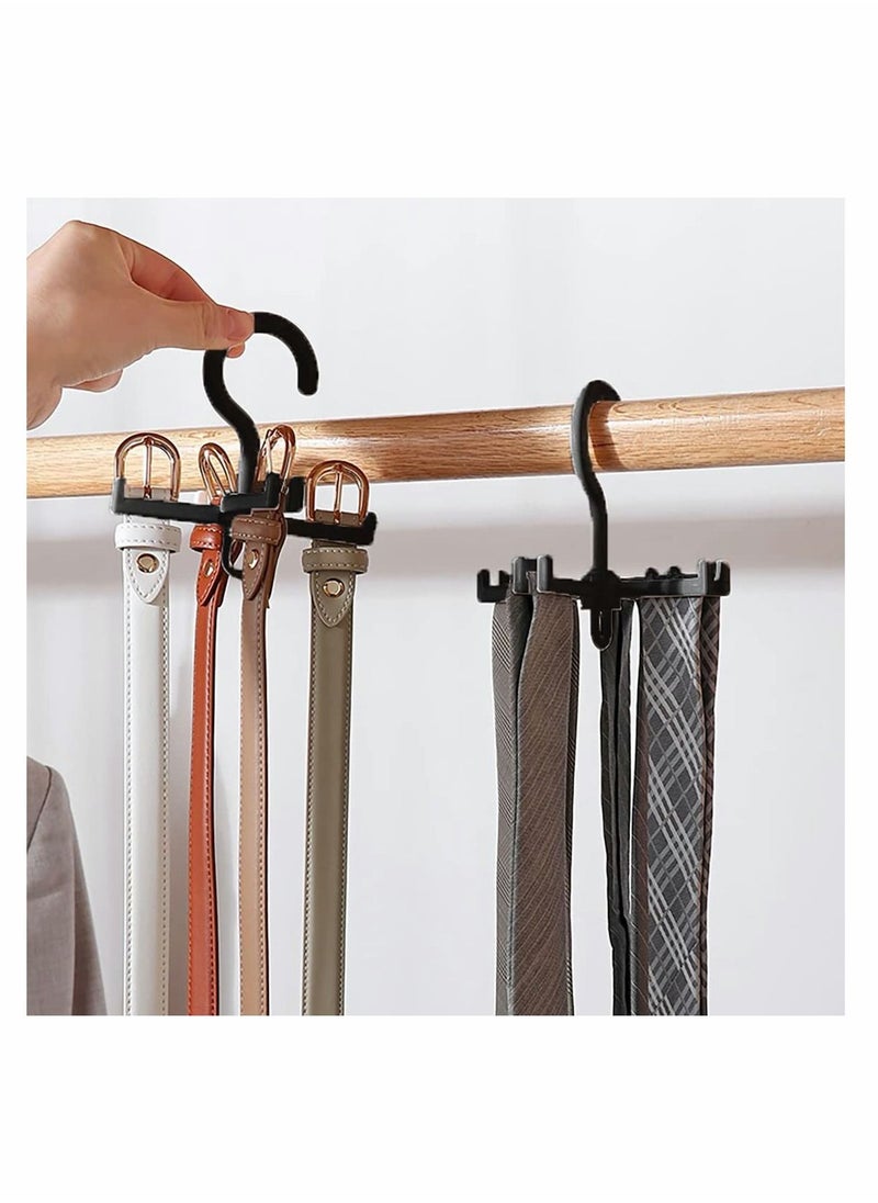 KASTWAVE - KASTWAVE Belt Hanger for Closet - 360° Rotating Belt Organizer Belt Rack Ties and Belt Holder Closet Storage Accessory Hooks for Belts, Ties, Scarves, (8 Pack, 4 Black 4 White) - Image 1