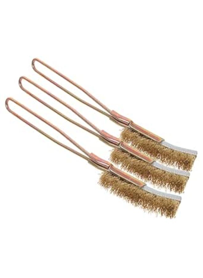 3pcs Mini Curved Copper Wire Brush Set for Rust Removal Metal Surface and Tight Space Cleaning - Image 1