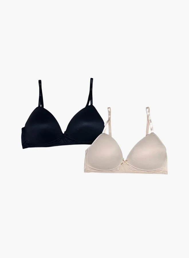 Aadaraya Set of 2 - Aadaraya Bow Detail Plunge Bra with Adjustable Straps