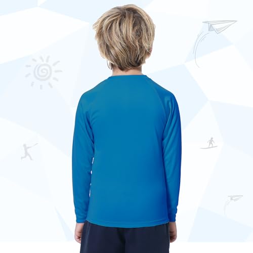 MEETWEE Children's Base Layer Boys Long Sleeve Shirt Quick Dry Kids Thermal Long Underwear,UPF50+ Boy Rash Guard Shirts Dark Blue - Image 4