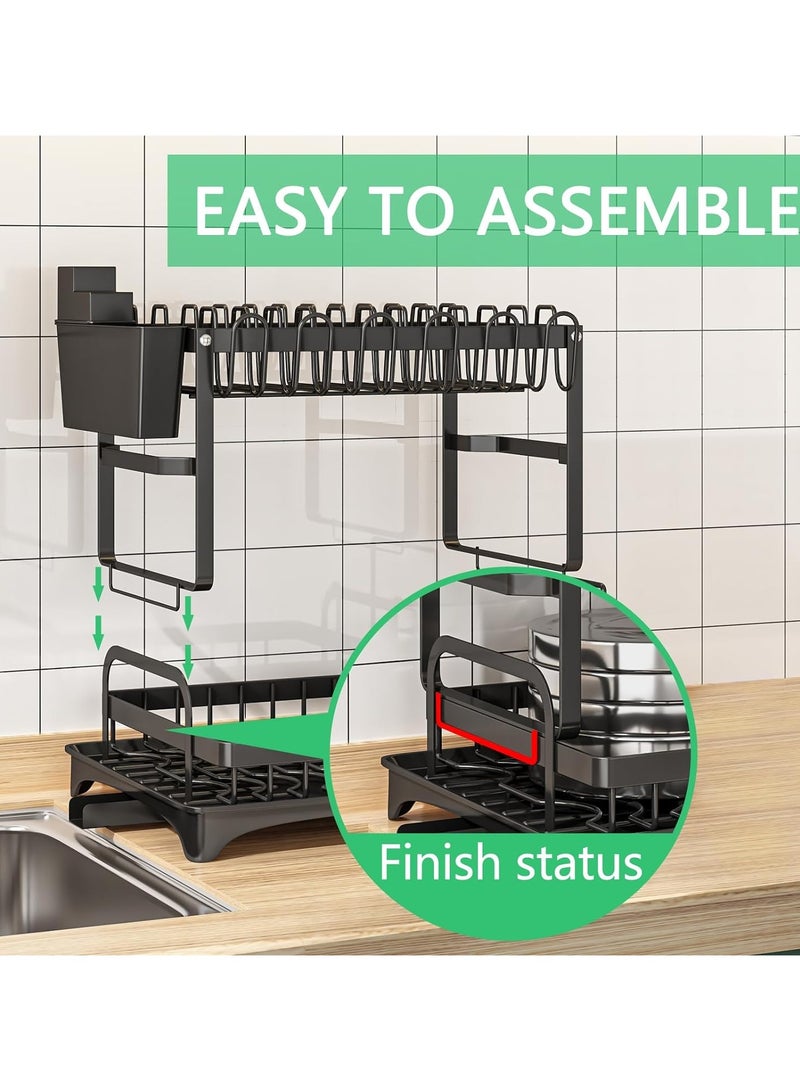 DubaiGallery Dish Drying Rack For Kitchen Counter Top Organizer With Sink Drainer And Cutlery Shelf Option - Image 3
