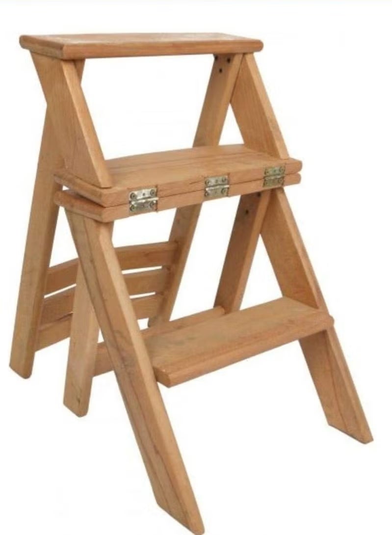 MODERN HOME Beech Wood Convertible Chair Into A Ladder Beige 40 x 60 x 86cm - Image 1