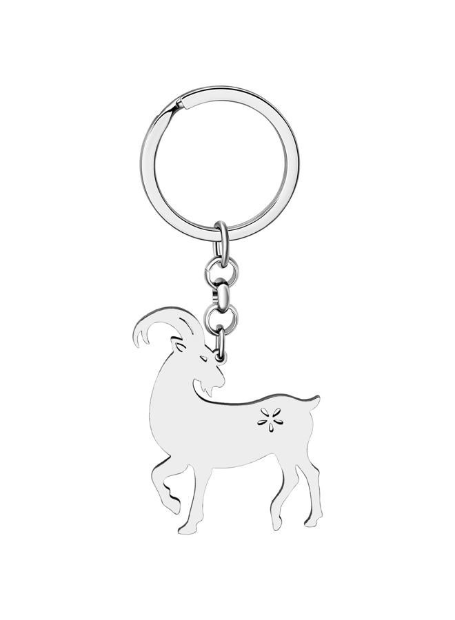 DALANE Stainless Steel Goat Keychains Sheep Wallet Key Ring Animals Jewelry Charms Gifts for Women Girls Bag Decor (Silver Plated) - Image 1