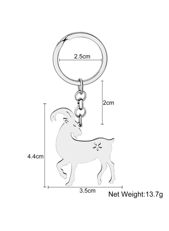 DALANE Stainless Steel Goat Keychains Sheep Wallet Key Ring Animals Jewelry Charms Gifts for Women Girls Bag Decor (Silver Plated) - Image 5