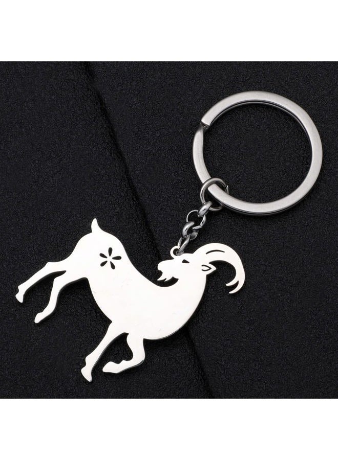 DALANE Stainless Steel Goat Keychains Sheep Wallet Key Ring Animals Jewelry Charms Gifts for Women Girls Bag Decor (Silver Plated) - Image 4