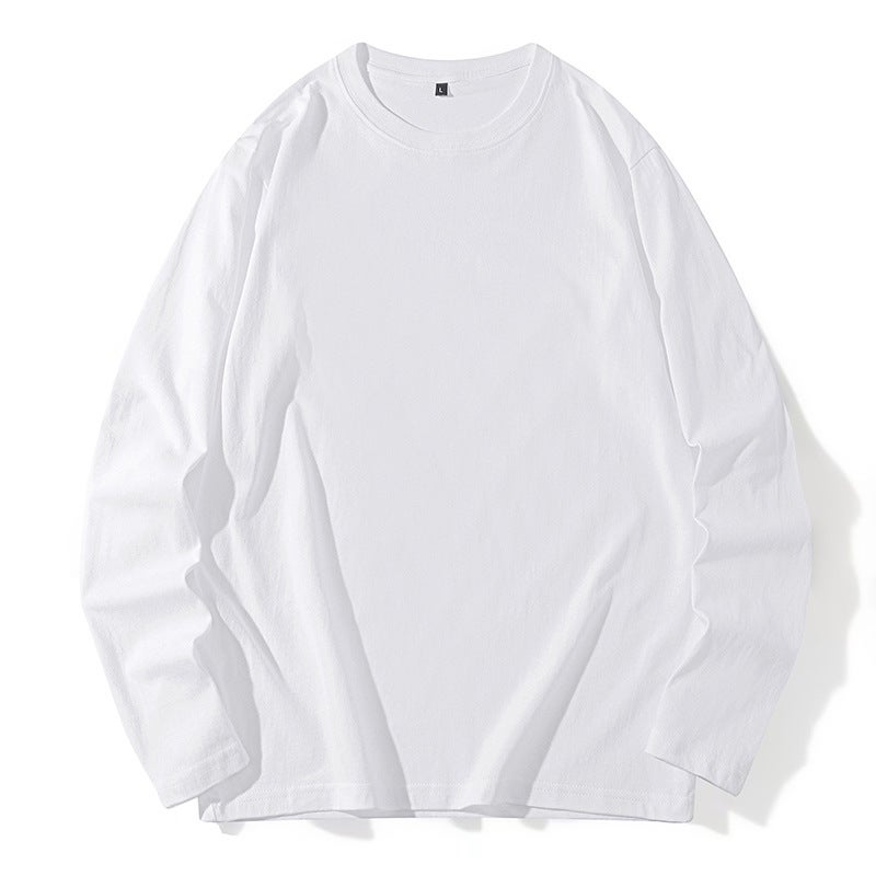 Autumn Men Travel Outdoor Coat Loose Slim Fit Capsule Clothing High-end Feel Wide Shoulder Capsule Korean Style Inner long sleeve pure white T 