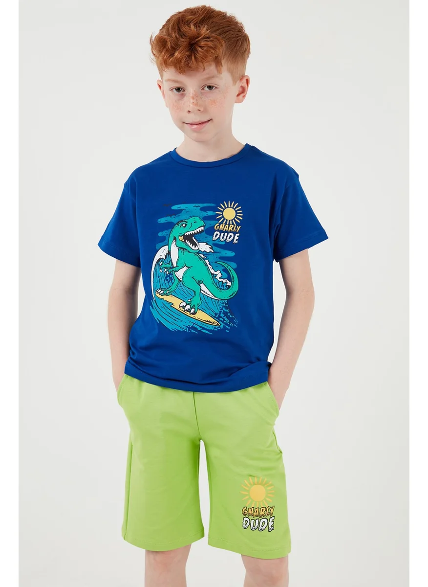 Lela Cotton Regular Fit Crew Neck Top and Bottom Set with Shorts Boy's Suit 6212019