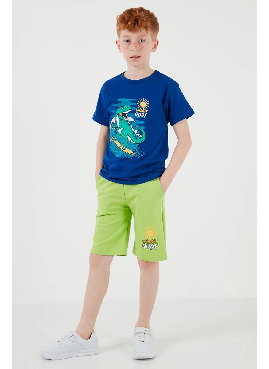 Lela Cotton Regular Fit Crew Neck Top and Bottom Set with Shorts Boy's Suit 6212019