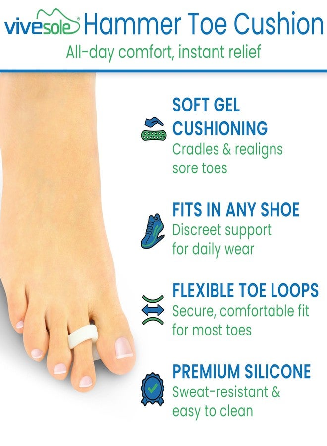 VIVEsole Hammer Toe Pads By Envelop - Silicone Gel Toe Crest Helps Cushion and Support Hammer, Claw and Mallet Toes - Toe Pads Rest Comfortably Under Toes to Eliminate Pressure and Ease Pain - Vive Guarantee - Image 2