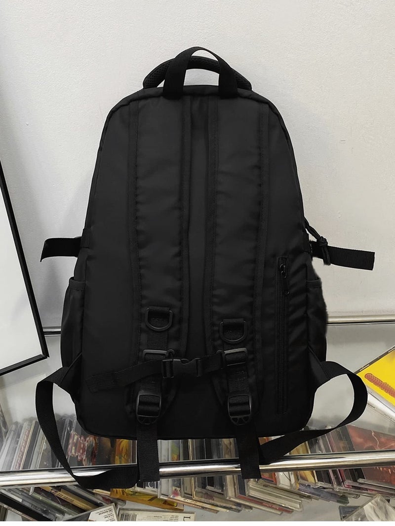 Glowic Black Backpacks for Men & Women | Stylish, Durable, Multi-Pocket Travel & Laptop Bags with Buckle Straps (Black1) - Image 5