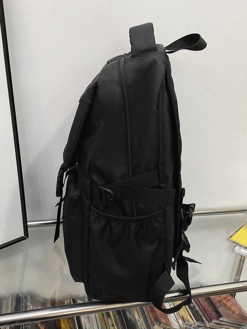 Glowic Black Backpacks for Men & Women | Stylish, Durable, Multi-Pocket Travel & Laptop Bags with Buckle Straps (Black1) - Image 3