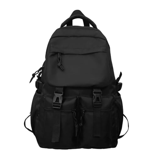Glowic Black Backpacks for Men & Women | Stylish, Durable, Multi-Pocket Travel & Laptop Bags with Buckle Straps (Black1) - Image 1