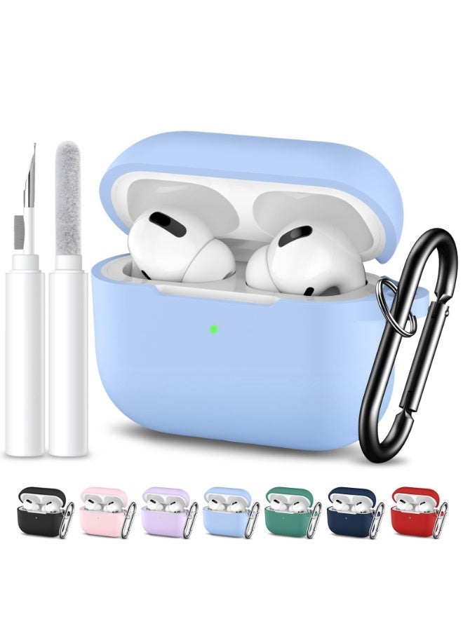 SZOXST AirPods Pro 3 Case Cover AirPods Pro Case for Women and Men, Soft Silicone Protective Case for Airpods Pro 3 Generation 2025 with Keychain Front LED Visible Comes With Cleaning Pen Sky Blue - Image 1