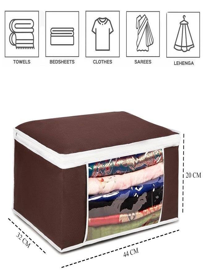 Wings Star Set of 9 Non-Woven Printed Saree Cover/Cloth Storage/Organizer with Transparent Window (Brown) - Image 3