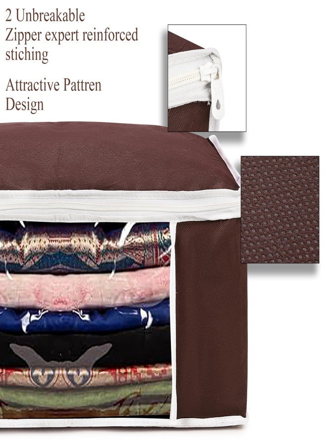 Wings Star Set of 9 Non-Woven Printed Saree Cover/Cloth Storage/Organizer with Transparent Window (Brown) - Image 5