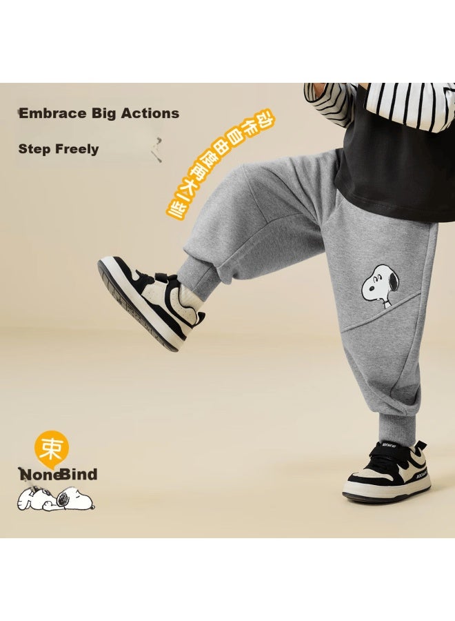 Snoopy Boys' Pants, Children's Sweatpants, Toddler Joggers, Kids' Long Trousers, Baby Fashion Casual Pants, Split Printed Light Floral Gray