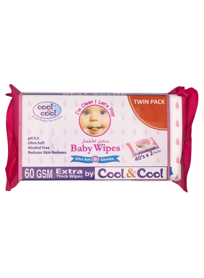كول اند كول مناديل أطفال فائقة النعومة عبوة مزدوجة 40 منديلًا