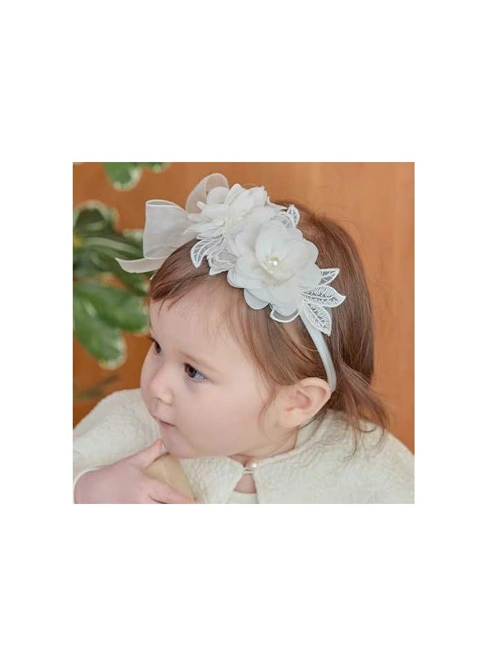 عصابة رأس لطيفة على شكل فيونكة للفتيات الصغيرات من الدانتيل الناعم على شكل زهور، إكسسوارات شعر للأطفال حديثي الولادة - Image 1