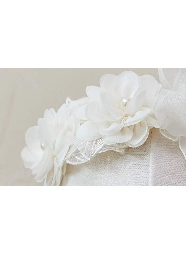 عصابة رأس لطيفة على شكل فيونكة للفتيات الصغيرات من الدانتيل الناعم على شكل زهور، إكسسوارات شعر للأطفال حديثي الولادة - Image 3