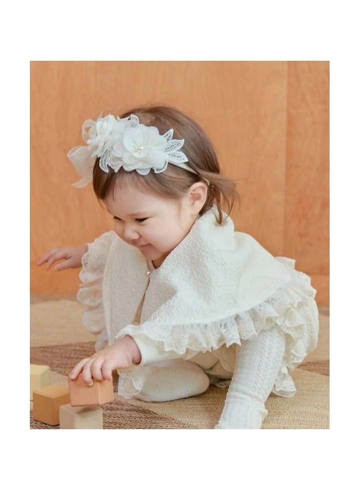 عصابة رأس لطيفة على شكل فيونكة للفتيات الصغيرات من الدانتيل الناعم على شكل زهور، إكسسوارات شعر للأطفال حديثي الولادة - Image 5