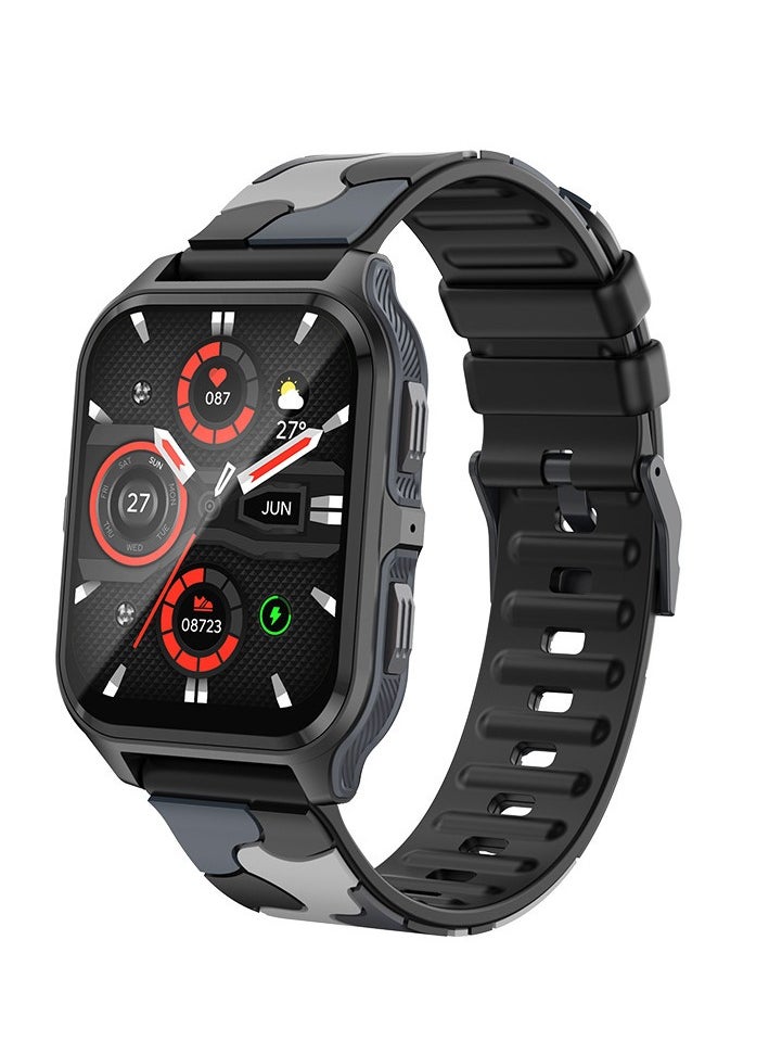 AROAQ - P73 Smart Watch, 300mah Multifunction Fitness Tracker Watch With Bluetooth Call Voice Assistant, Colorful Hd Large Display Smart Bracelet Sports Watch, (Camouflage Black) - Image 1