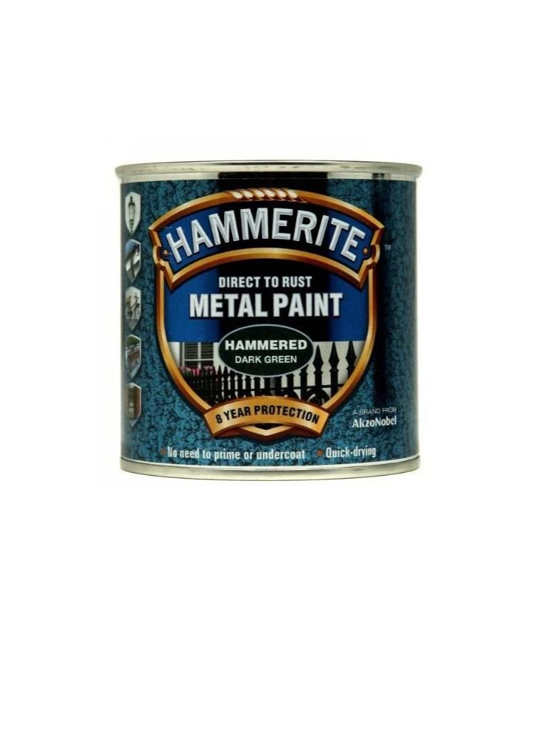 Hammerite 5084831 Direct to Rust Metal Paint - Hammered Dark Green Finish 250ML - Image 3