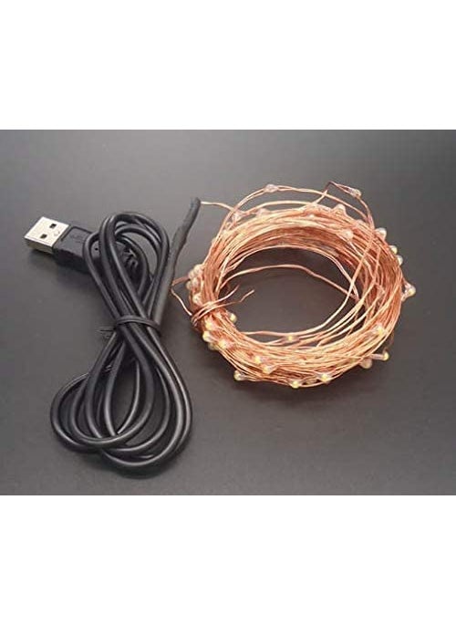 E-DAMEN - EDAMEN Led Copper Series String Light Warm White 3m Series with 30 Led Bulbs Flexible Copper String for Home Party Inrood Outdoor DIY Decoration USB Soursed Pack of 1 - Image 1