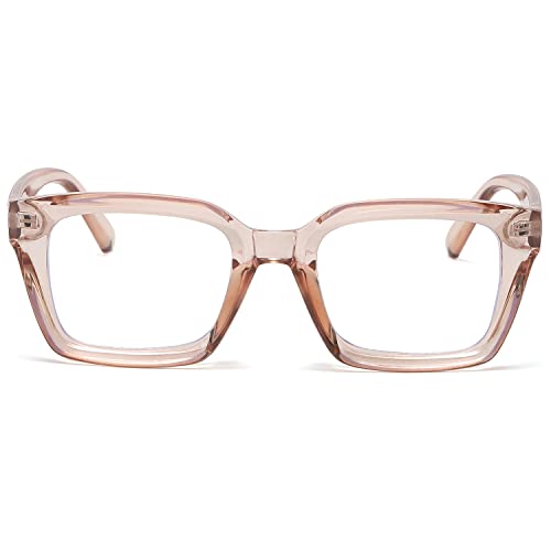 EYLRIM Classic Thick Square Frame Clear Lens Glasses for Women Men Non Prescription Eyeglasses(A9 Transparent Brown) - Image 2