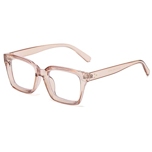 EYLRIM Classic Thick Square Frame Clear Lens Glasses for Women Men Non Prescription Eyeglasses(A9 Transparent Brown) - Image 1
