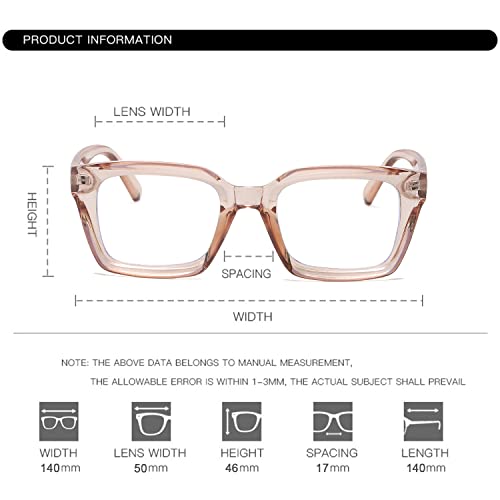 EYLRIM Classic Thick Square Frame Clear Lens Glasses for Women Men Non Prescription Eyeglasses(A9 Transparent Brown) - Image 4
