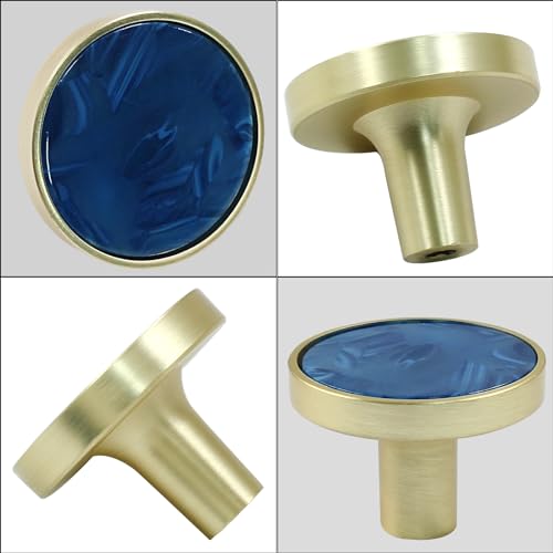 Bonsicoky 6 Pcs Gold Knobs for Dresser Drawers, Round Dresser Cabinet Knobs Pulls for Kitchen Cabinet Cupboard Door Furniture Decorative, Navy Blue - Image 3