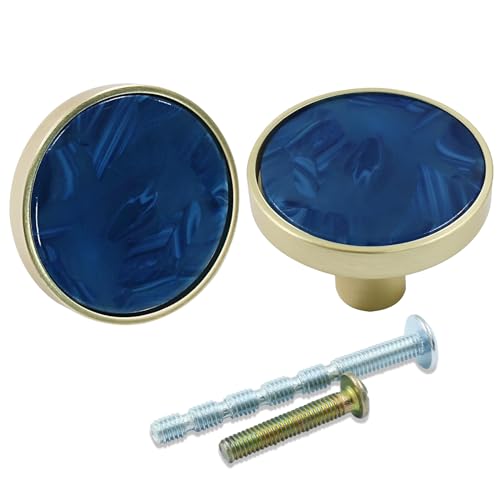 Bonsicoky 6 Pcs Gold Knobs for Dresser Drawers, Round Dresser Cabinet Knobs Pulls for Kitchen Cabinet Cupboard Door Furniture Decorative, Navy Blue - Image 5