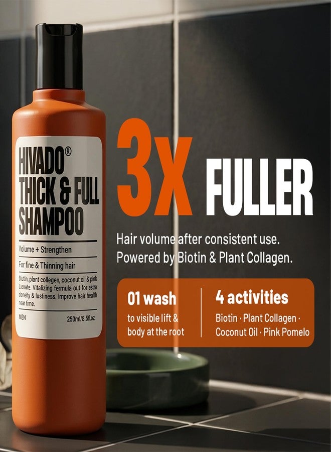 HIVADO Thick & Full Shampoo for Men 2×250ml | Thickening & Volumizing Shampoo for Thinning and Limp Hair | Strengthens Hair from Root to Tip | Density, Fullness & Healthy-Looking Hair | Sulfate-Free Formula - Image 2