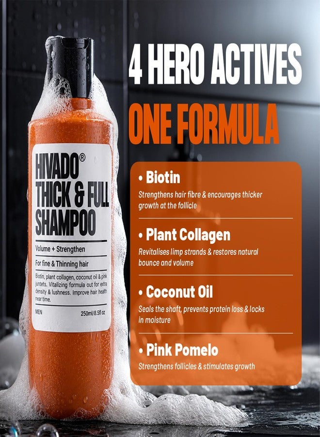 HIVADO Thick & Full Shampoo for Men 2×250ml | Thickening & Volumizing Shampoo for Thinning and Limp Hair | Strengthens Hair from Root to Tip | Density, Fullness & Healthy-Looking Hair | Sulfate-Free Formula - Image 5