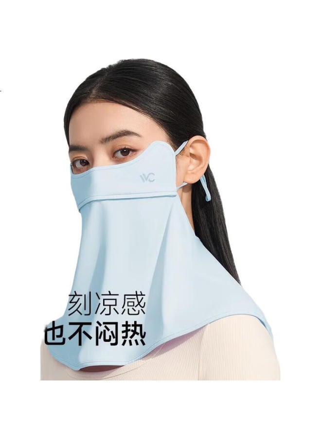 Vvc Sunscreen Face Mask Ice Skin Neck Protection Women Summer Uv Protection Sunshade Outdoor Travel Breathable Mask Cloud Light Blue
