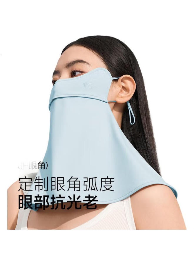 Vvc Sunscreen Face Mask Ice Skin Neck Protection Women Summer Uv Protection Sunshade Outdoor Travel Breathable Mask Cloud Light Blue
