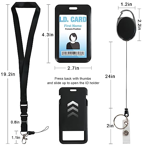 happyhbt Orange ID Key Card Holder Lanyard,Badge Holders Keychain with Retractable Oval reels,Vertical Credit Card Holder Name Protector,for Nurse Teacher Student Women Girl - Image 4