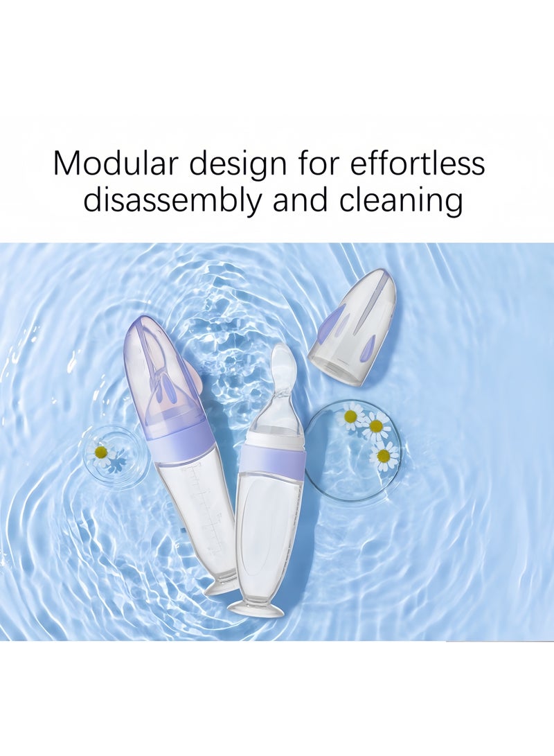 Set of 2 Silicone Baby Feeders - Versatile Feeding Spoon Bottles with Standing Base - Perfect for Infants (0-24 Months) - Image 4