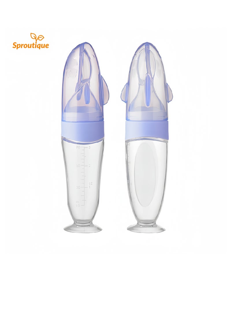 Set of 2 Silicone Baby Feeders - Versatile Feeding Spoon Bottles with Standing Base - Perfect for Infants (0-24 Months) - Image 1