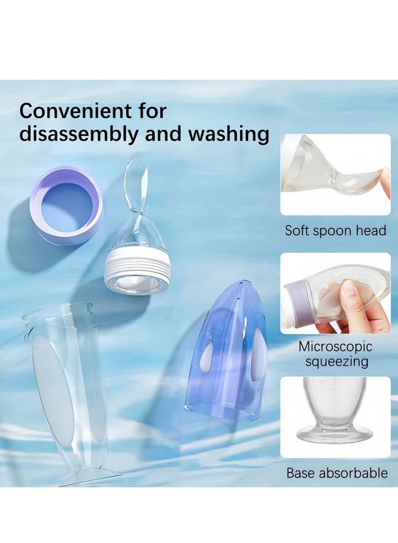 Set of 2 Silicone Baby Feeders - Versatile Feeding Spoon Bottles with Standing Base - Perfect for Infants (0-24 Months) - Image 3