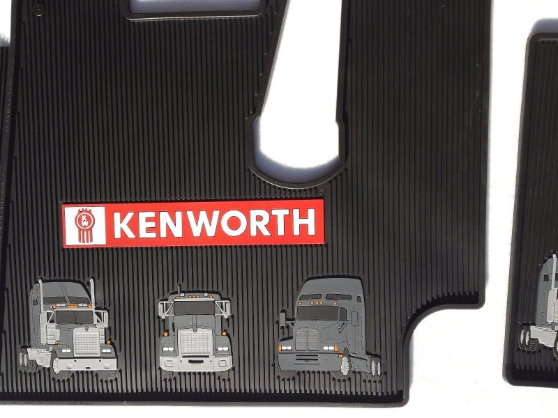 Kenworth T600 660 800 W900 OEM Black Rubber Floor Mats with Truck Logo Fits 2005 to 2020 - Image 2