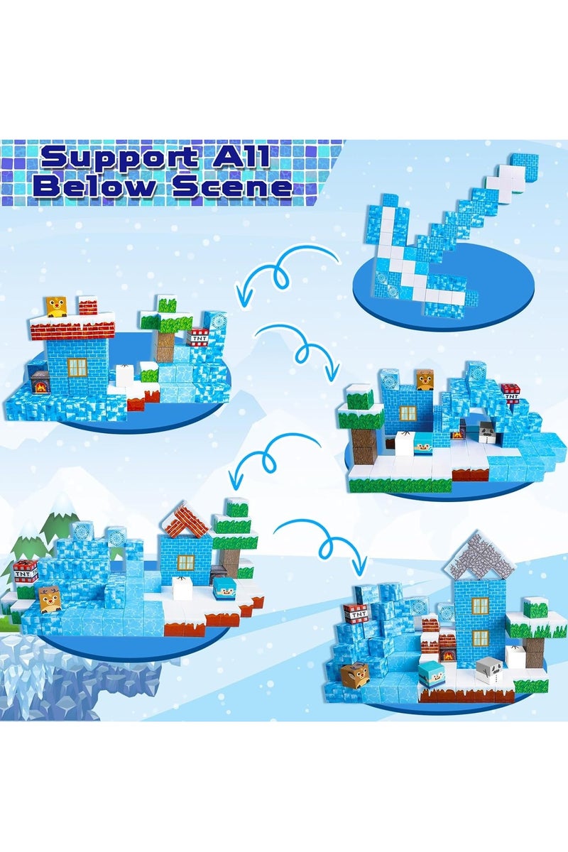 Beauenty Magnetic Blocks, 100 PCS Children's Building Toys, STEM Sensory Toys, Kids Magnet World Set, Themed Gift for Children Ages 3+ (Ice and Snow World) - Image 2