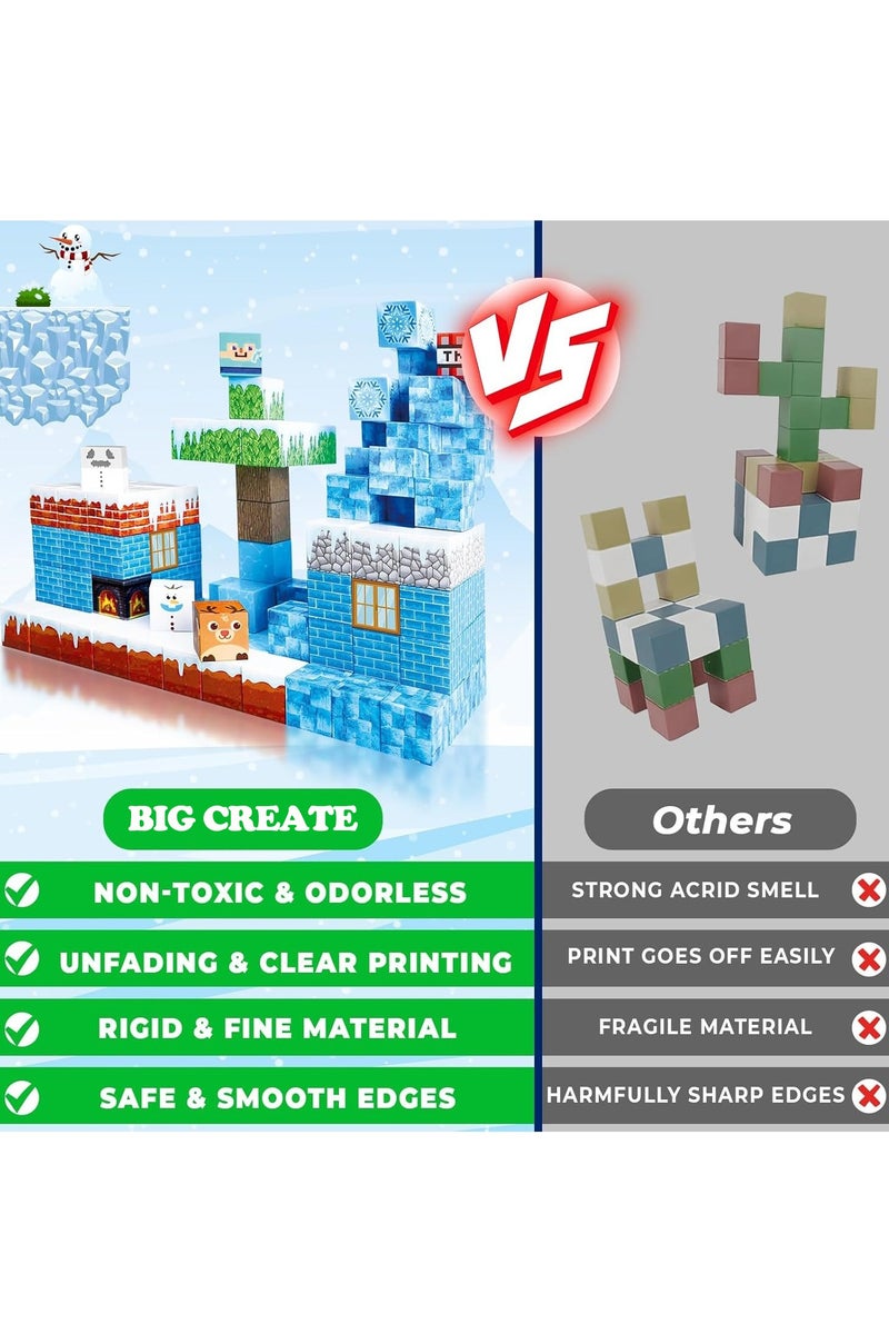 Beauenty Magnetic Blocks, 100 PCS Children's Building Toys, STEM Sensory Toys, Kids Magnet World Set, Themed Gift for Children Ages 3+ (Ice and Snow World) - Image 5