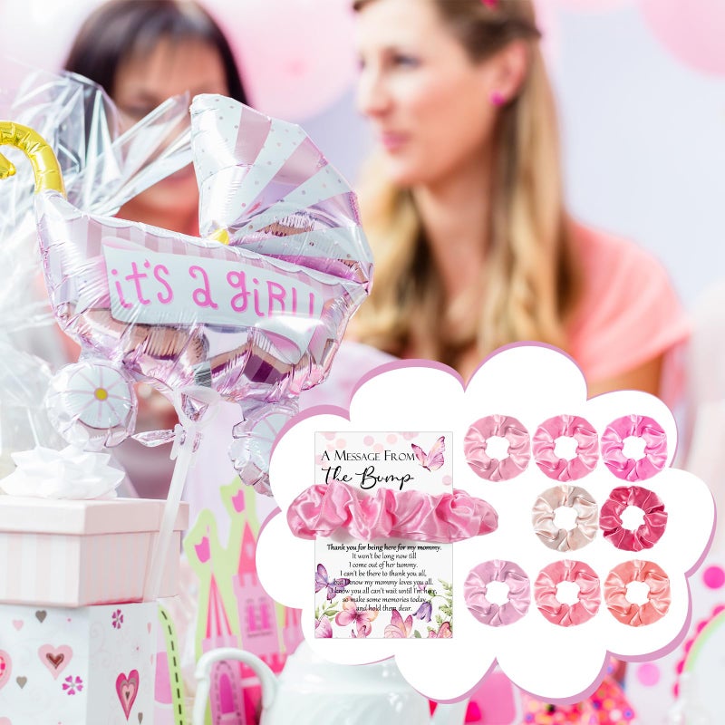 Yinkin 30 Sets Butterfly Baby Shower Favors for Girl, Include Pink Hair Ties Pink Scrunchies Butterfly Thank You Cards a Message from the Bump Baby Shower Sign Souvenirs for Guests - Image 5