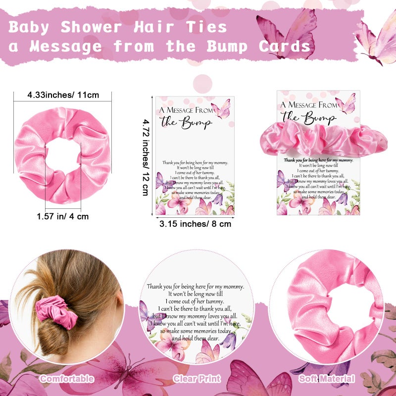 Yinkin 30 Sets Butterfly Baby Shower Favors for Girl, Include Pink Hair Ties Pink Scrunchies Butterfly Thank You Cards a Message from the Bump Baby Shower Sign Souvenirs for Guests - Image 2
