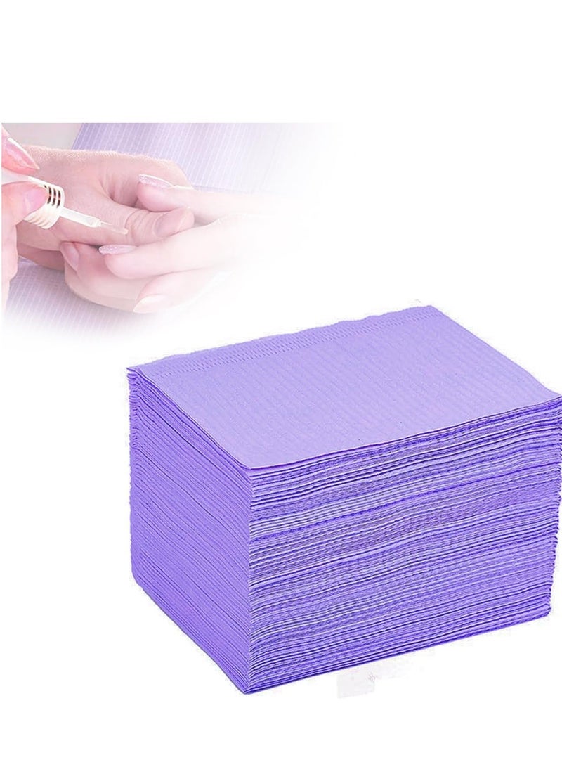 Disposable Nail Art Table Towels 40Pcs, Tissue Waterproof Lap Cloths, Dental Bibs Sheets Cloths, Nail Table Cover Supplies, Waterproof Table Covers Clean Pad, Dental Napkins Pad Purple 13" x 18"  - Image 1