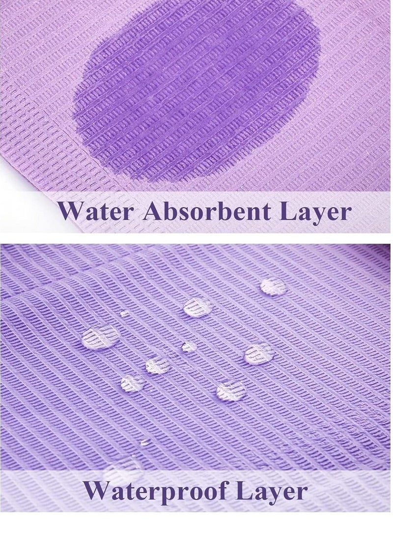 Disposable Nail Art Table Towels 40Pcs, Tissue Waterproof Lap Cloths, Dental Bibs Sheets Cloths, Nail Table Cover Supplies, Waterproof Table Covers Clean Pad, Dental Napkins Pad Purple 13" x 18"  - Image 5