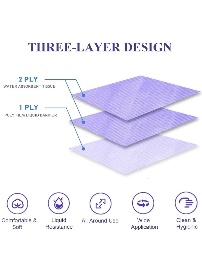 Disposable Nail Art Table Towels 40Pcs, Tissue Waterproof Lap Cloths, Dental Bibs Sheets Cloths, Nail Table Cover Supplies, Waterproof Table Covers Clean Pad, Dental Napkins Pad Purple 13" x 18"  - Image 4