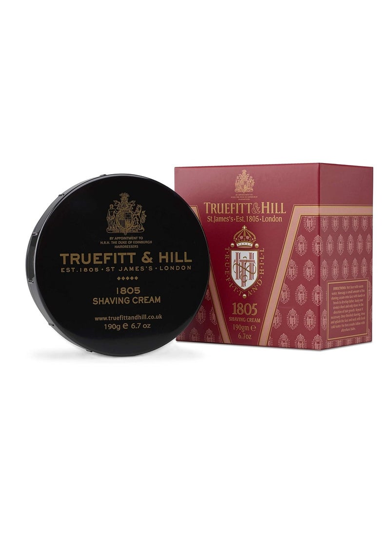 Truefitt & Hill - Truefitt & Hill Shaving Cream Bowl - 1805 - Premium Glycerin-Based Lather, Smooth Glide, and Hydration for a Luxurious Shave - 6.7 oz - Image 1